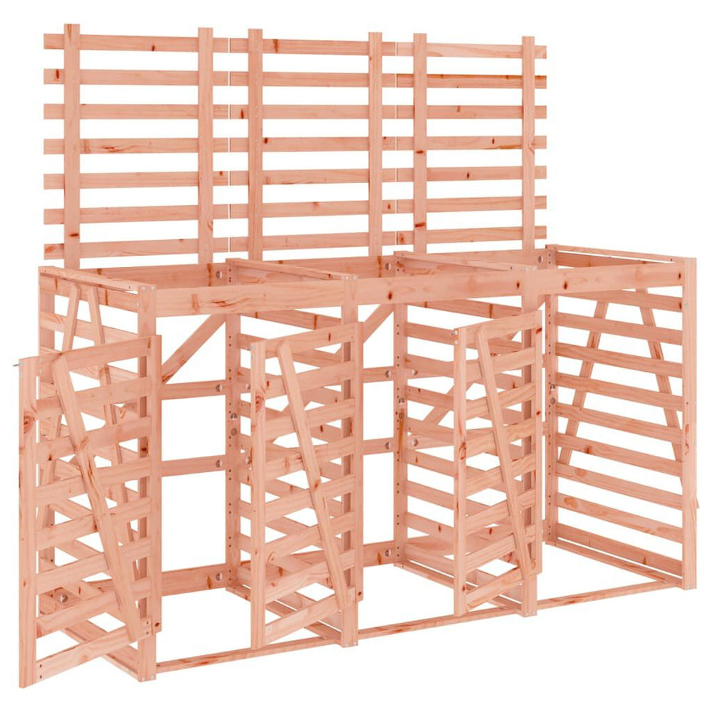 Abri pour poubelles triple en bois - Design ventilé et pratique Bois Douglas naturel
