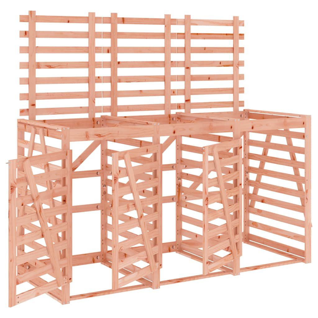 Abri pour poubelles triple en bois - Design ventilé et pratique Bois Douglas naturel