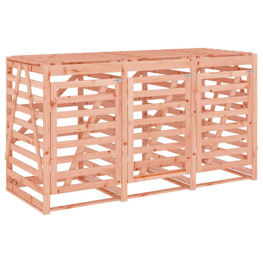 Abri pour poubelles triple en bois - Design ventilé et pratique Bois Douglas naturel