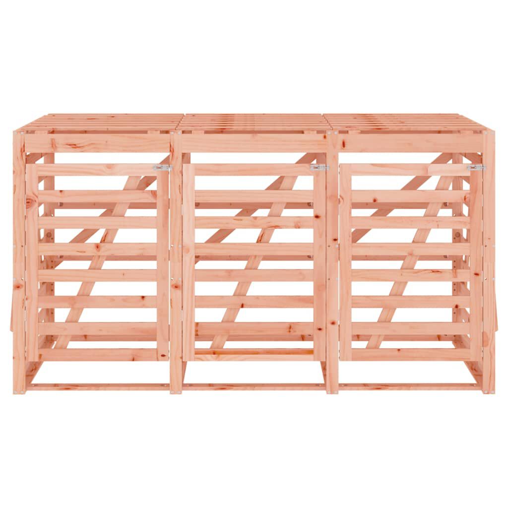 Abri pour poubelles triple en bois - Design ventilé et pratique Bois Douglas naturel