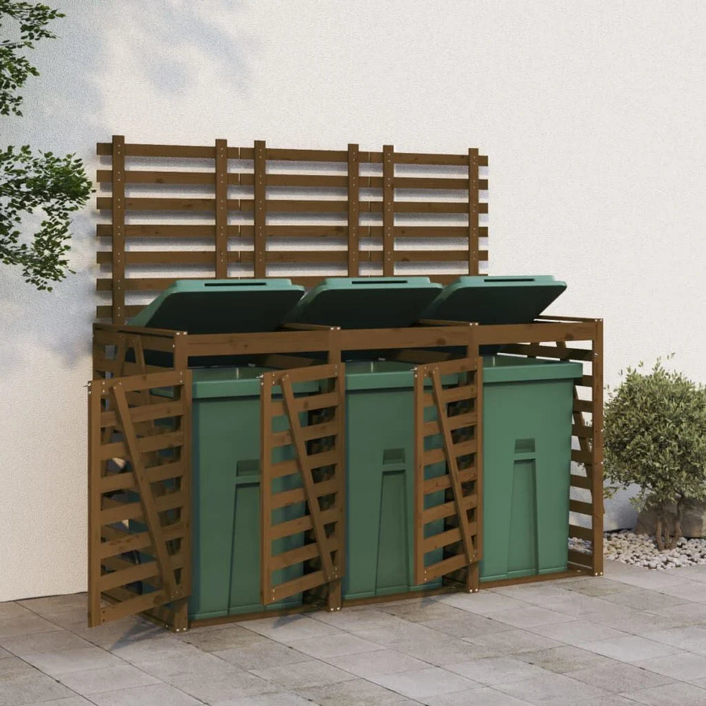 Abri pour poubelles triple en bois