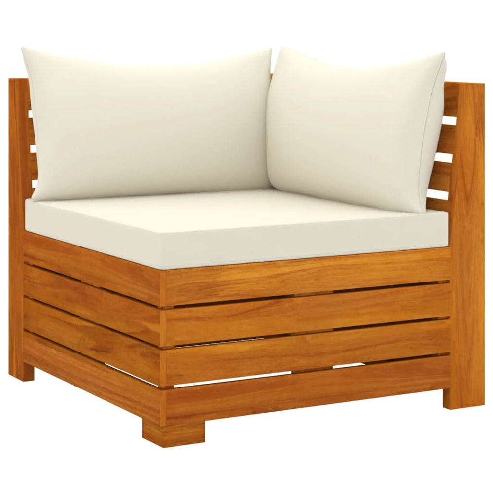 Salon jardin bois acacia 12 pièces + coussins Crème