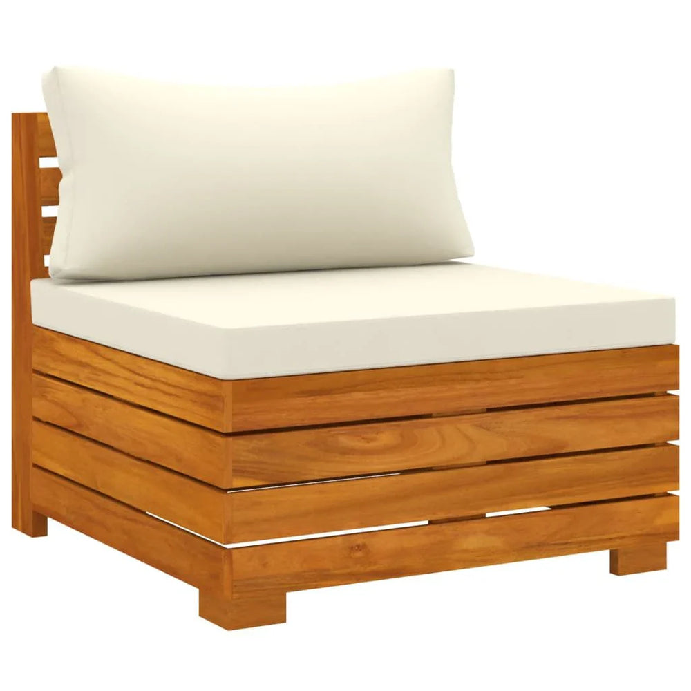 Salon jardin bois acacia 12 pièces + coussins Crème