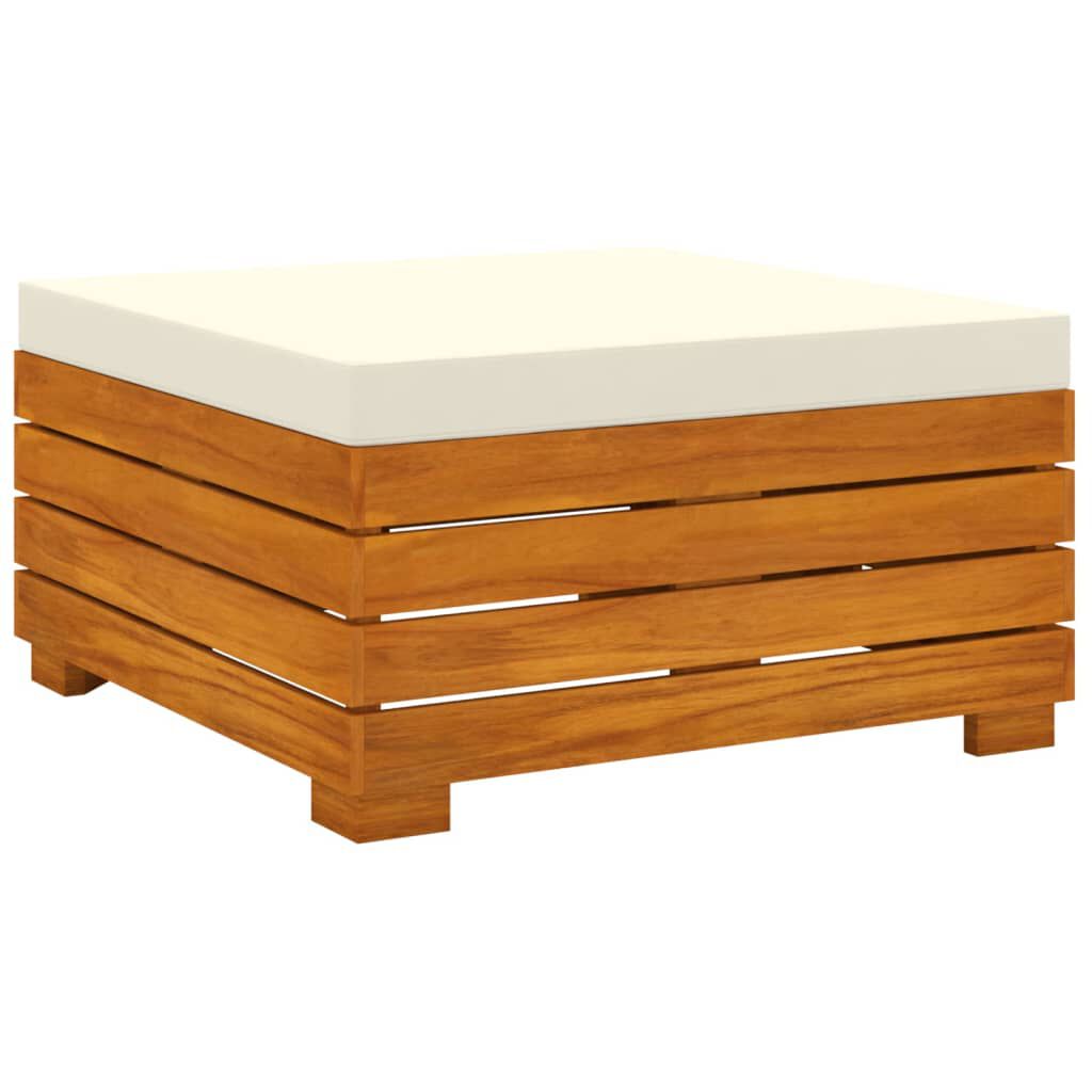 Salon jardin bois acacia 12 pcs + coussins Crème