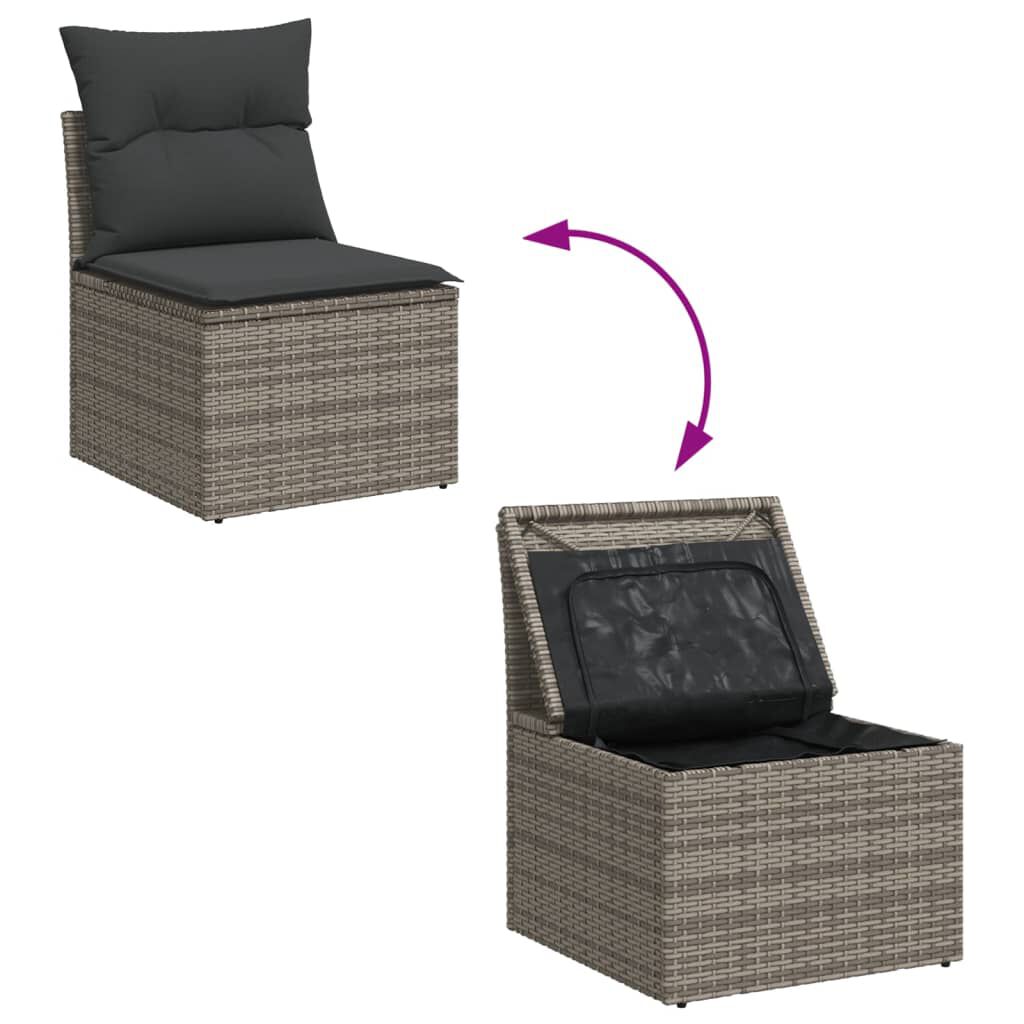 Salon de jardin 11 pcs en résine tressée – Confort et style - Gris