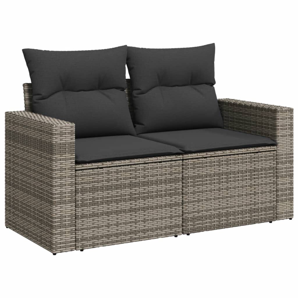 Salon de jardin 11 pcs en résine tressée – Confort et style - Gris