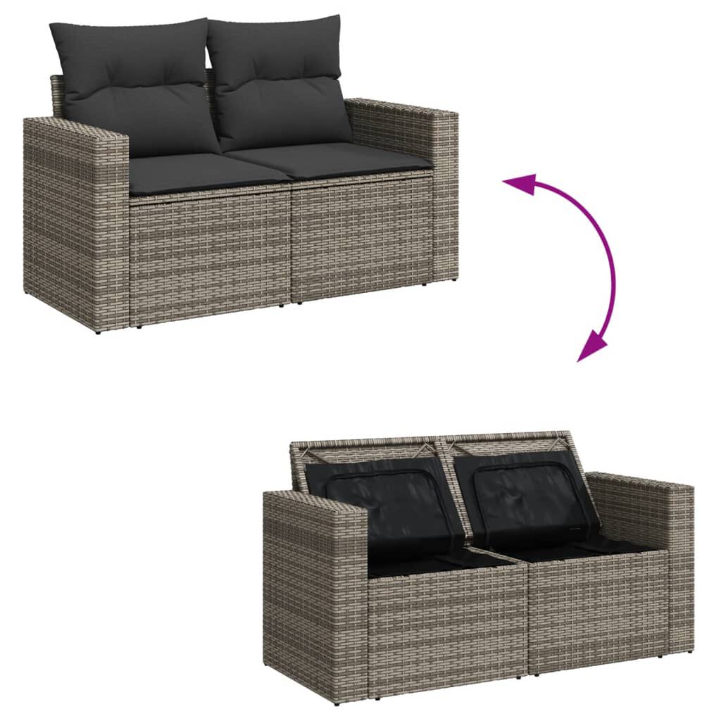 Salon de jardin 11 pcs en résine tressée – Confort et style - Gris