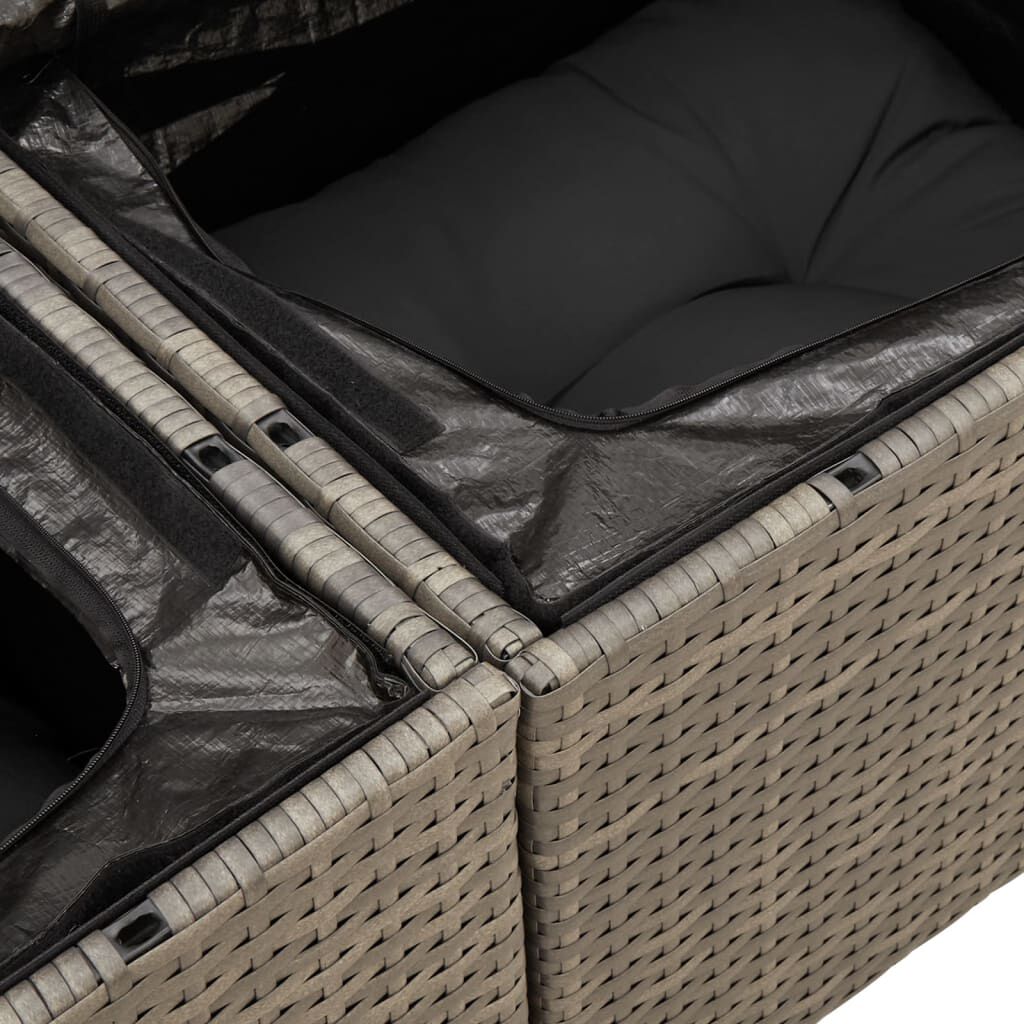 Salon de jardin 11 pcs en résine tressée – Confort et style - Gris