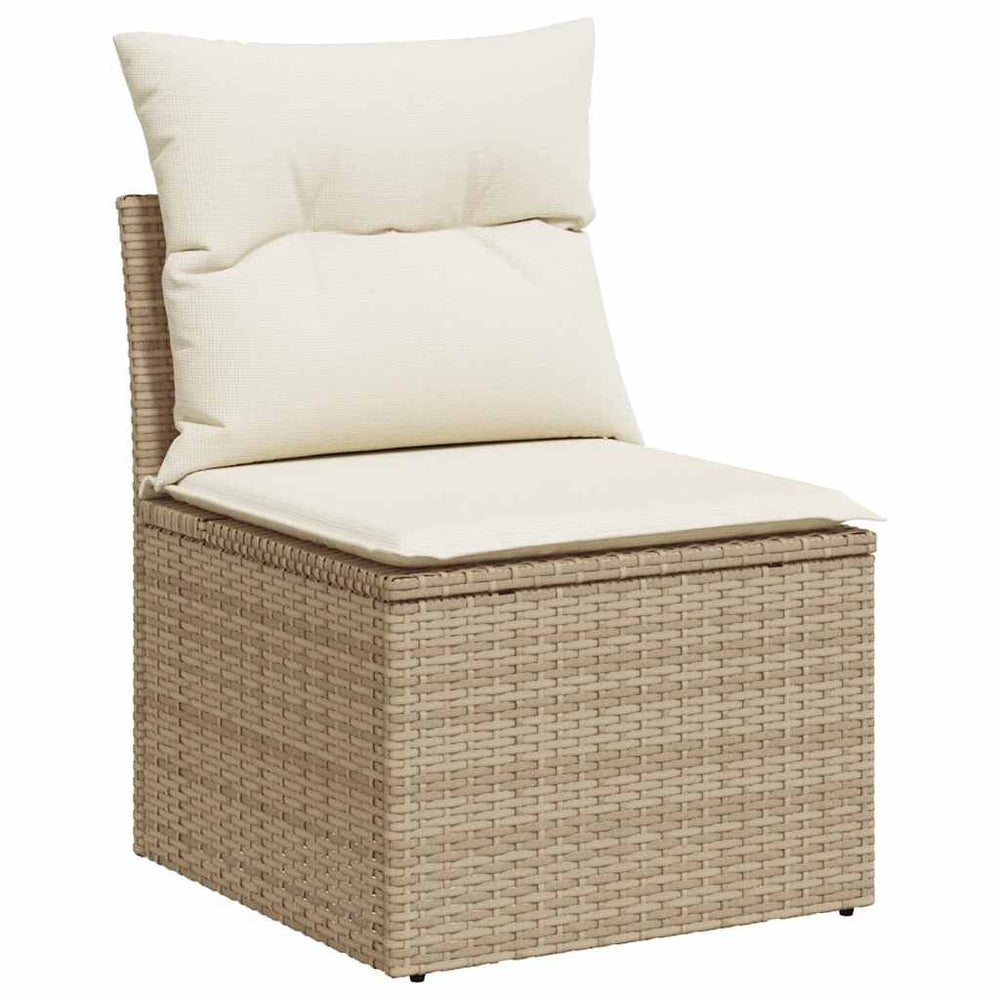 Salon de jardin 5 places en résine tressée - Confort - Beige et crème