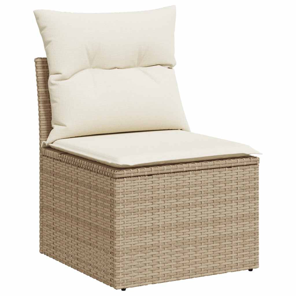 Salon de jardin 5 places en résine tressée - Confort - Beige et crème