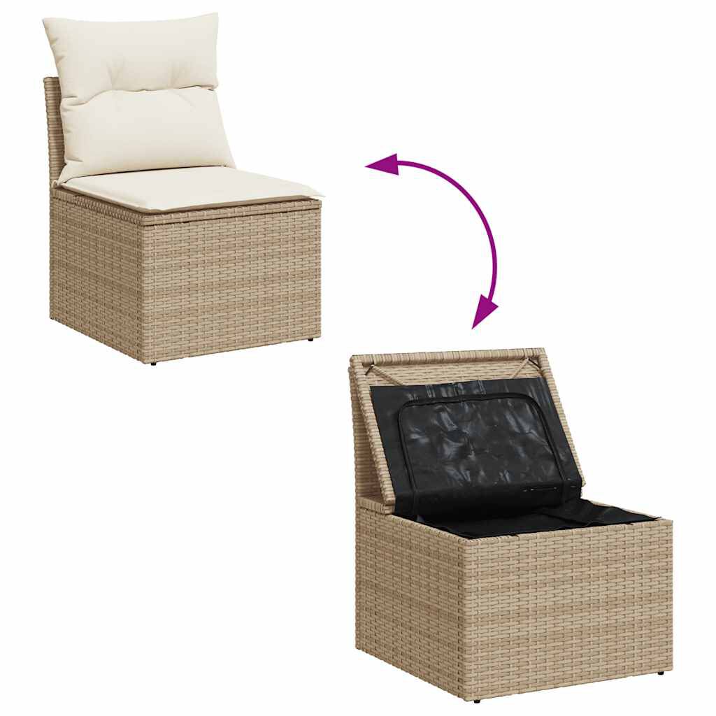 Salon de jardin 5 places en résine tressée - Confort - Beige et crème