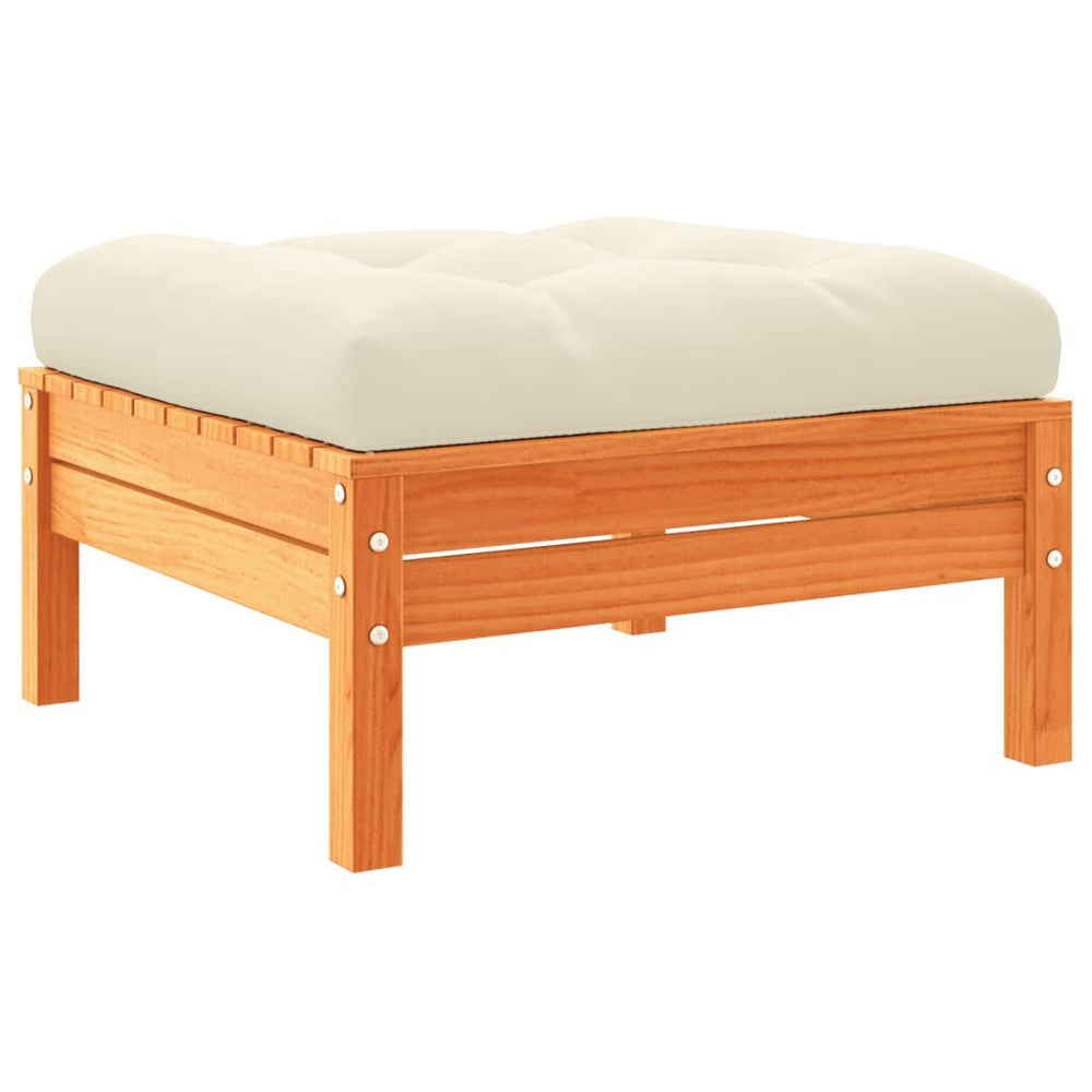 Salon jardin 6 pièces bois pin + coussins Marron cire