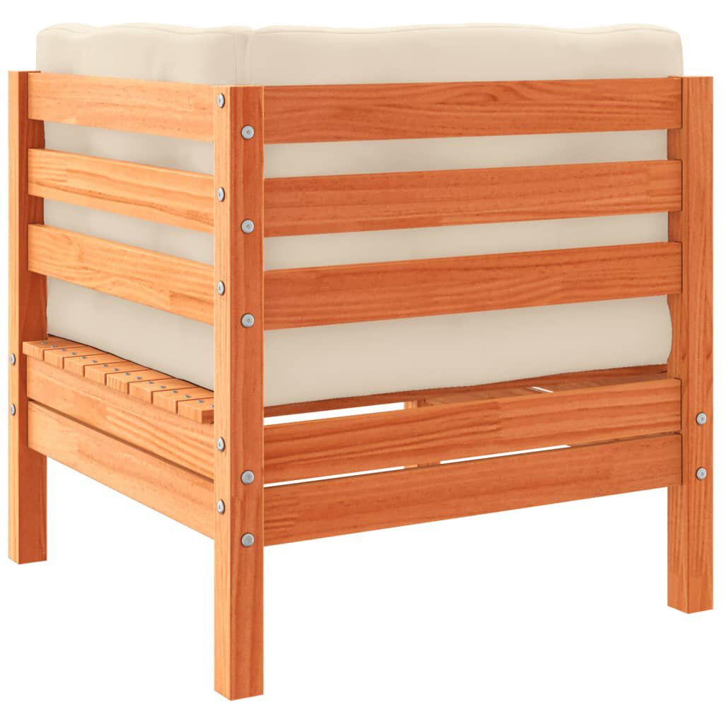 Salon jardin 6 pcs bois pin + coussins  Marron cire