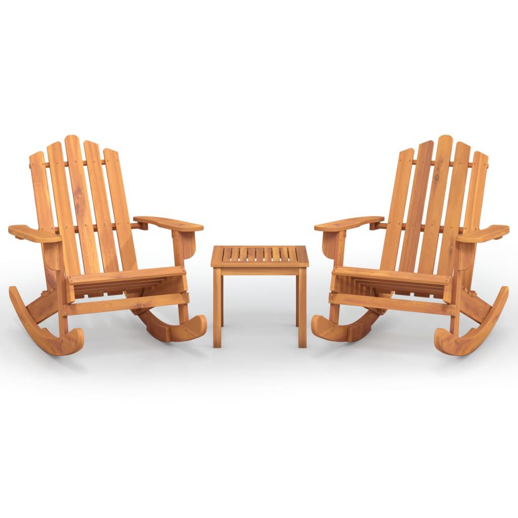 Salon de jardin Adirondack 3 pcs en bois d’acacia massif Marron