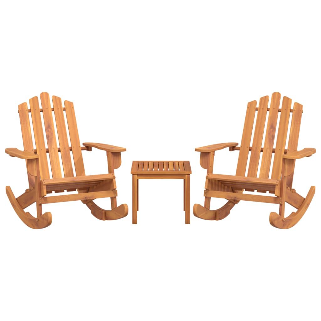 Salon de jardin Adirondack 3 pcs en bois d’acacia massif Marron