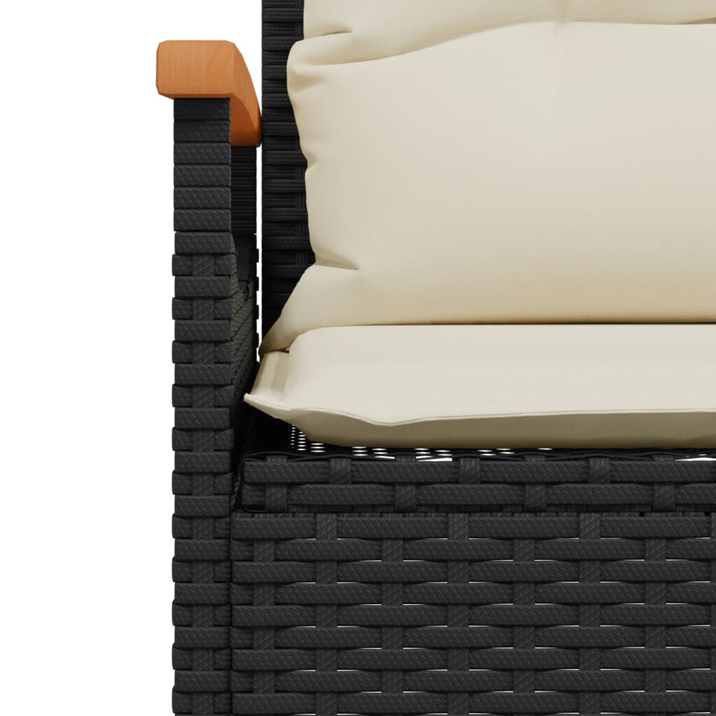 Salon de jardin 3 pcs résine tressée noir avec coussins Noir