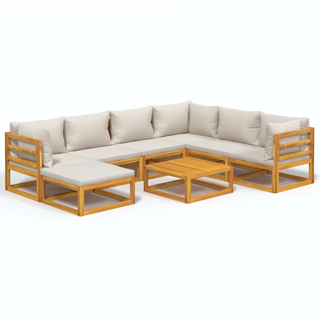 Salon de jardin 12 pcs en bois d’acacia – Élégance et confort Gris clair