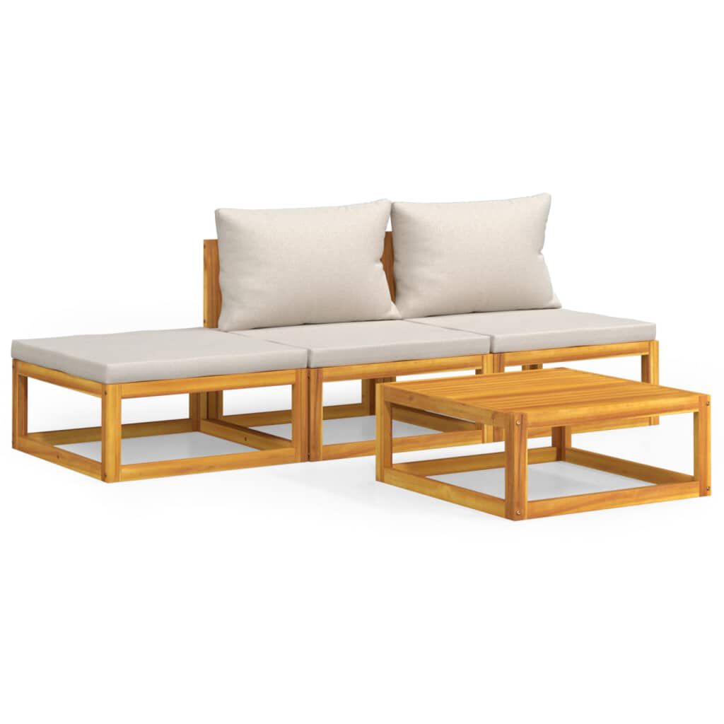 Salon de jardin 12 pcs en bois d’acacia – Élégance et confort Gris clair