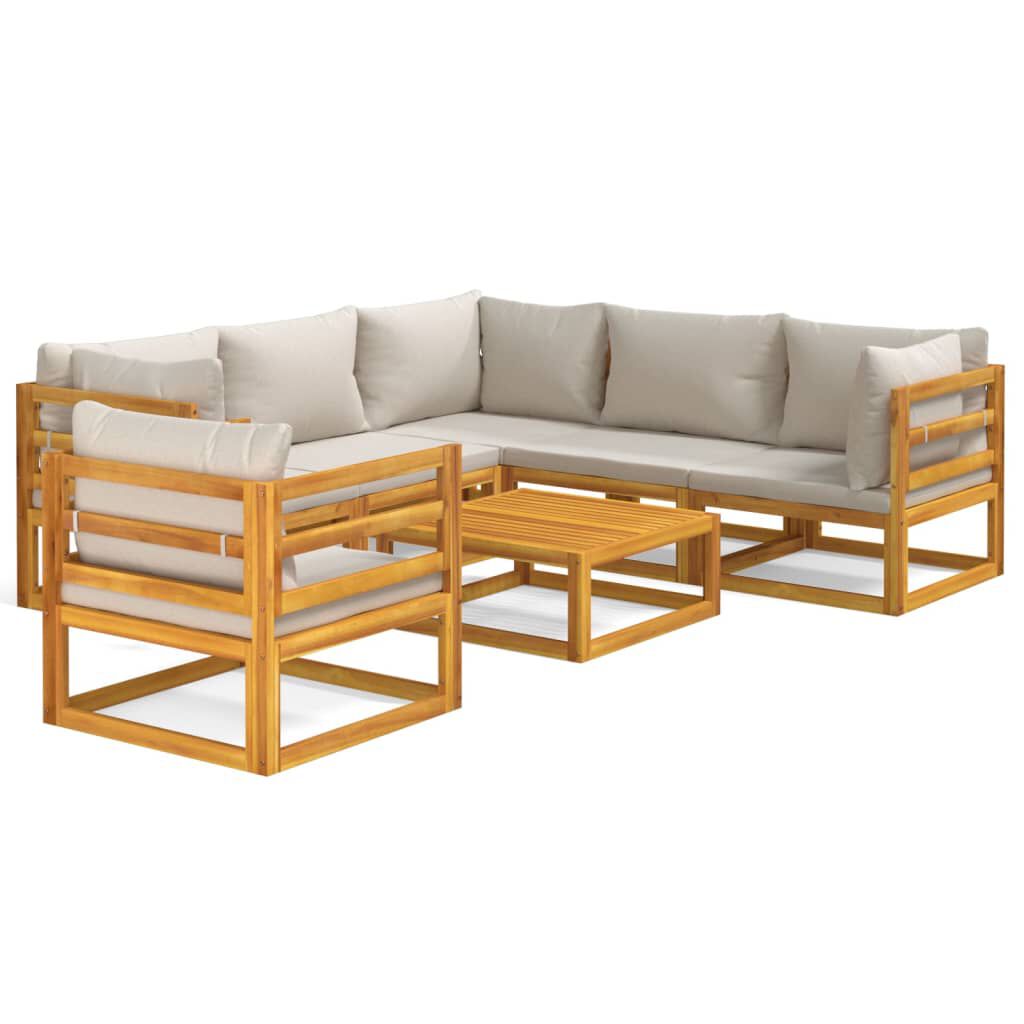 Salon de jardin 12 pcs en bois d’acacia – Élégance et confort Gris clair