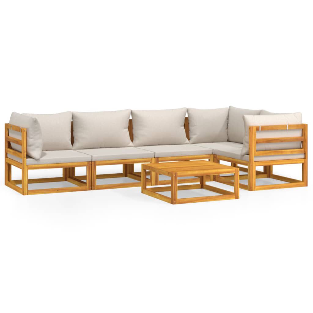 Salon de jardin 12 pcs en bois d’acacia – Élégance et confort Gris clair