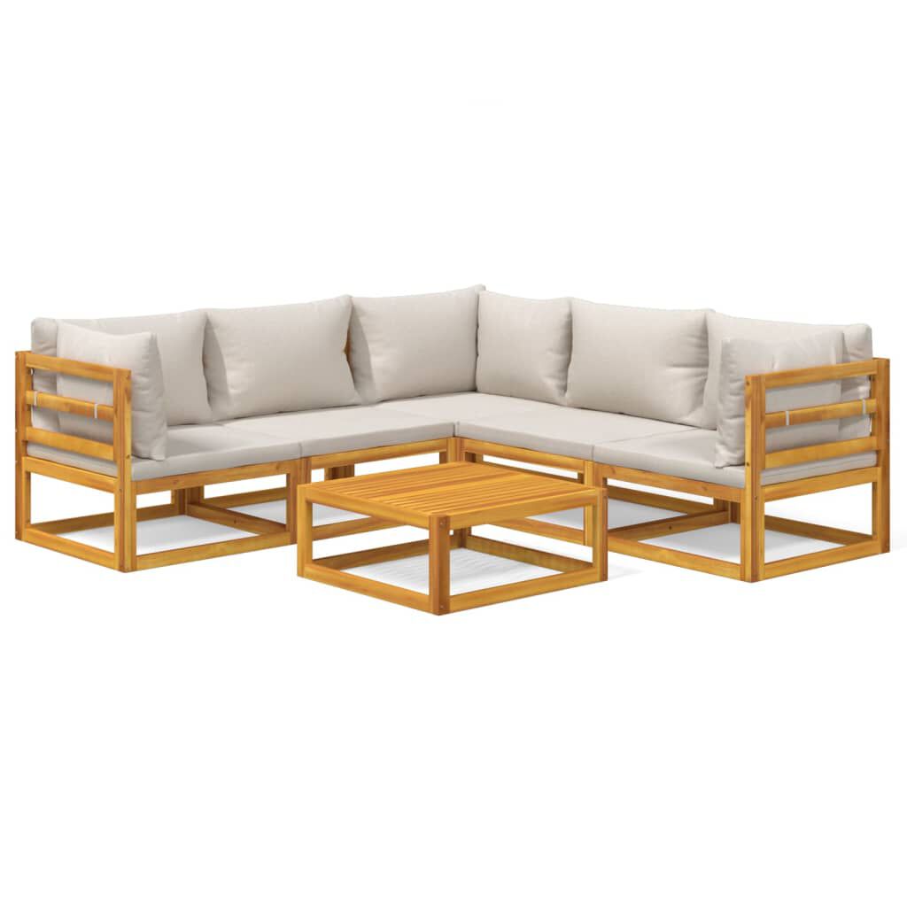 Salon de jardin 12 pcs en bois d’acacia – Élégance et confort Gris clair