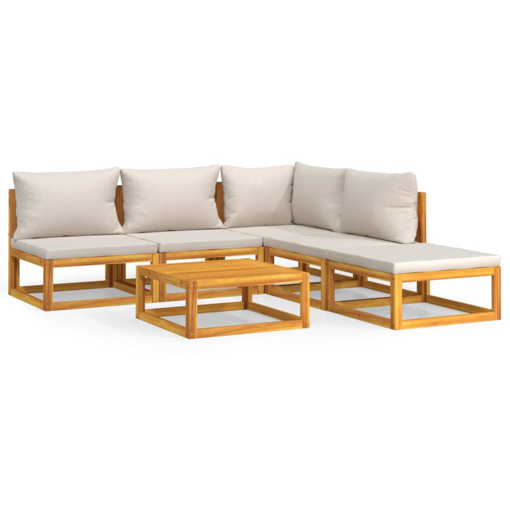 Salon de jardin 12 pcs en bois d’acacia – Élégance et confort Gris clair