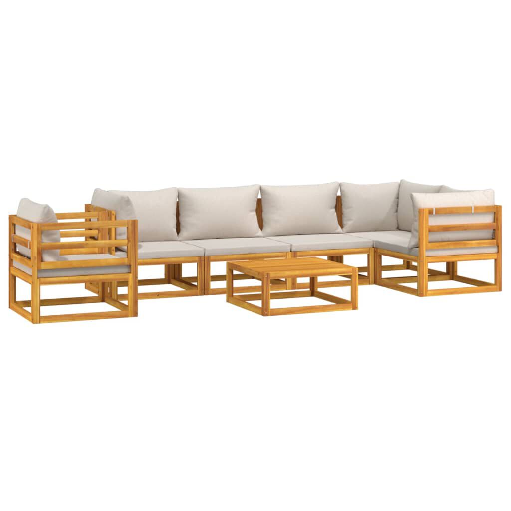 Salon de jardin 12 pcs en bois d’acacia – Élégance et confort Gris clair