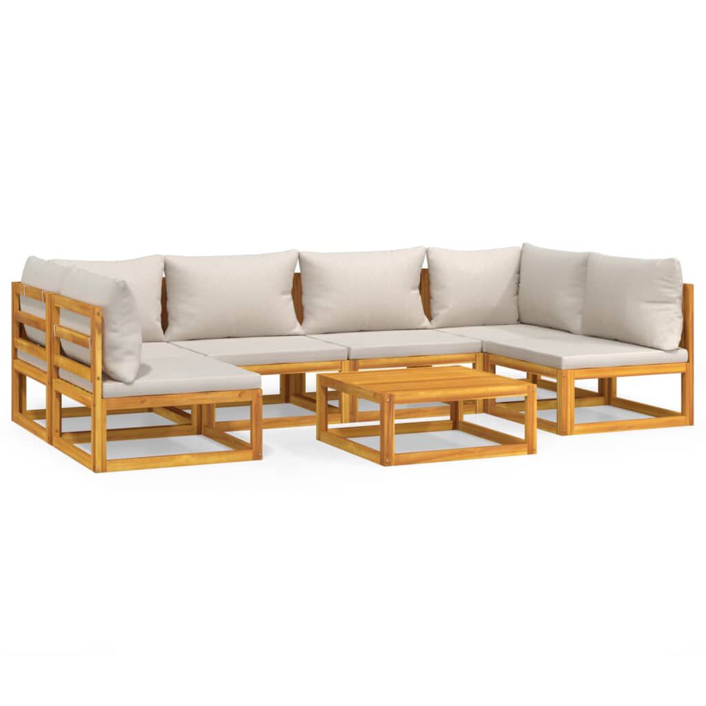 Salon de jardin 12 pcs en bois d’acacia – Élégance et confort Gris clair