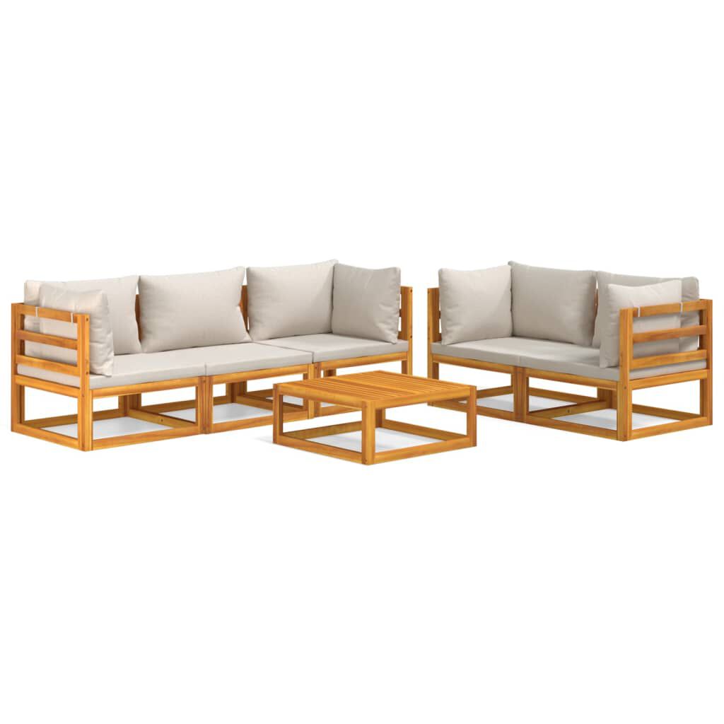 Salon de jardin 12 pcs en bois d’acacia – Élégance et confort Gris clair