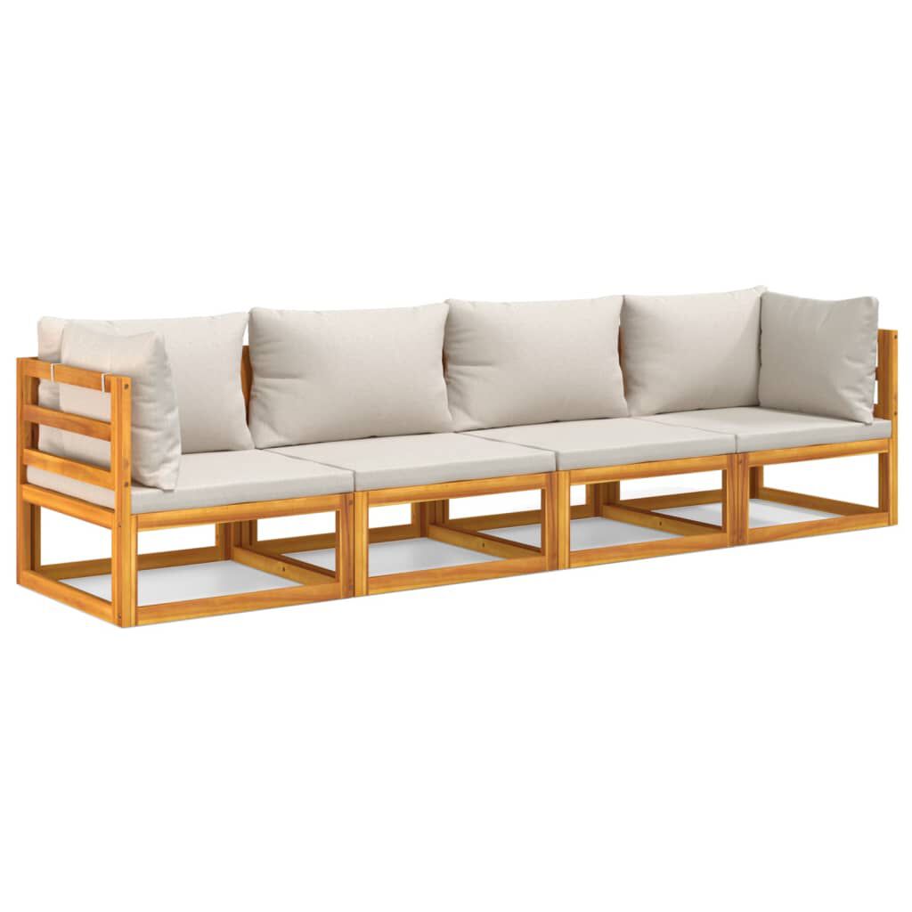 Salon de jardin 12 pcs en bois d’acacia – Élégance et confort Gris clair