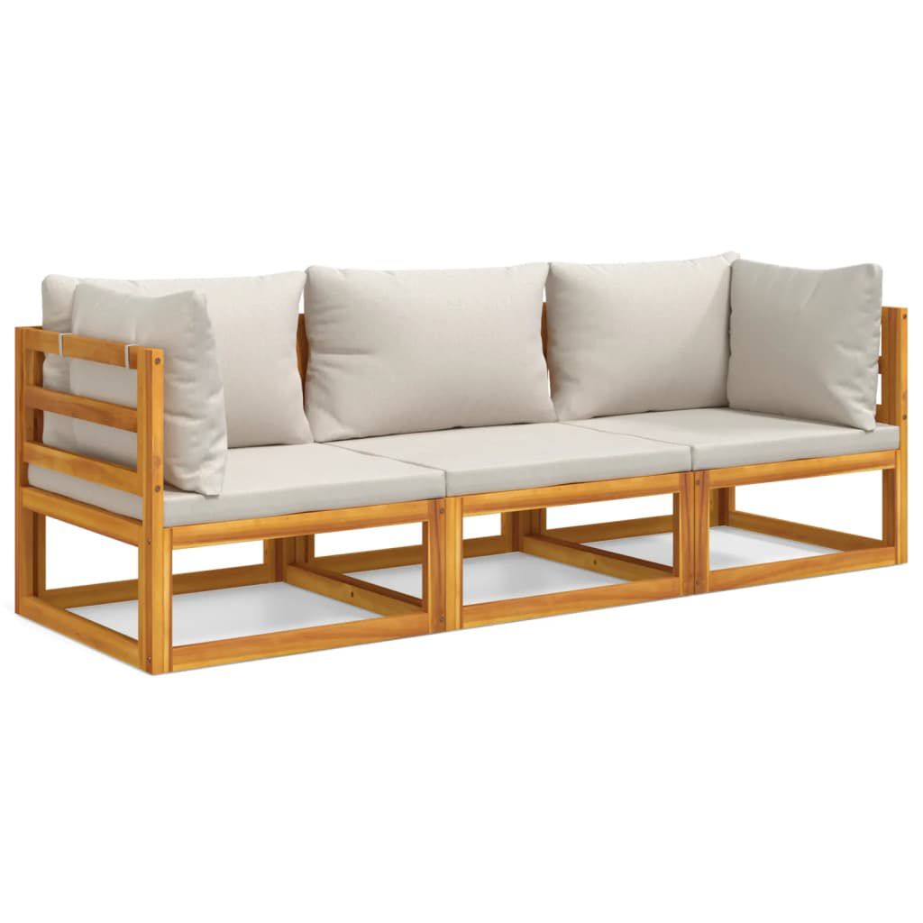 Salon de jardin 12 pcs en bois d’acacia – Élégance et confort Gris clair