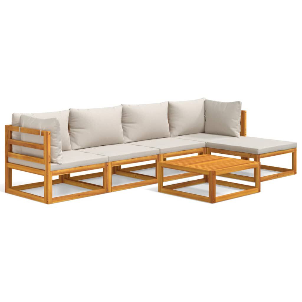 Salon de jardin 12 pcs en bois d’acacia – Élégance et confort Gris clair