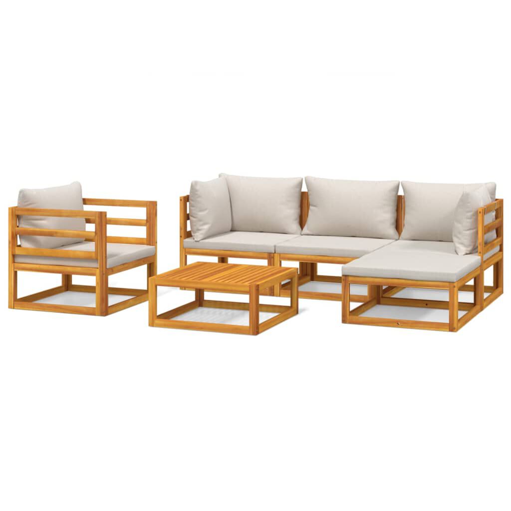 Salon de jardin 12 pcs en bois d’acacia – Élégance et confort Gris clair