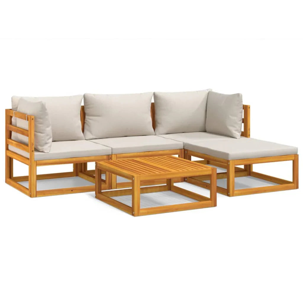 Salon de jardin 12 pcs en bois d’acacia – Élégance et confort Gris clair