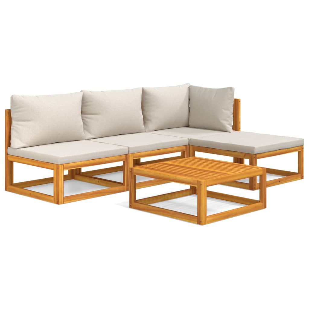 Salon de jardin 12 pcs en bois d’acacia – Élégance et confort Gris clair