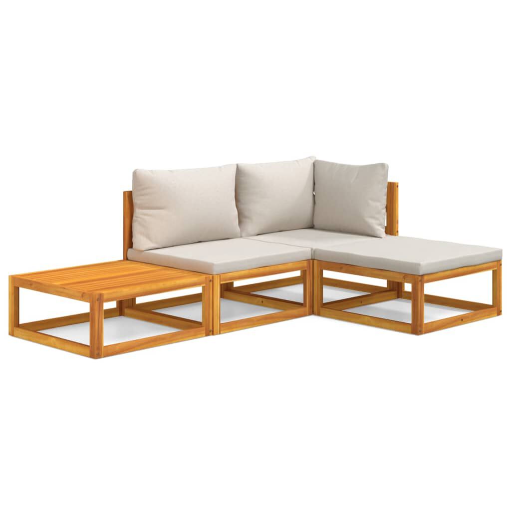 Salon de jardin 12 pcs en bois d’acacia – Élégance et confort Gris clair