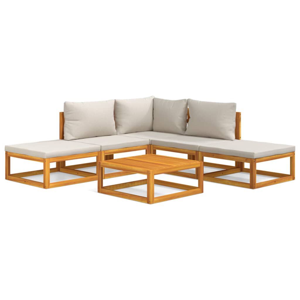 Salon de jardin 12 pcs en bois d’acacia – Élégance et confort Gris clair