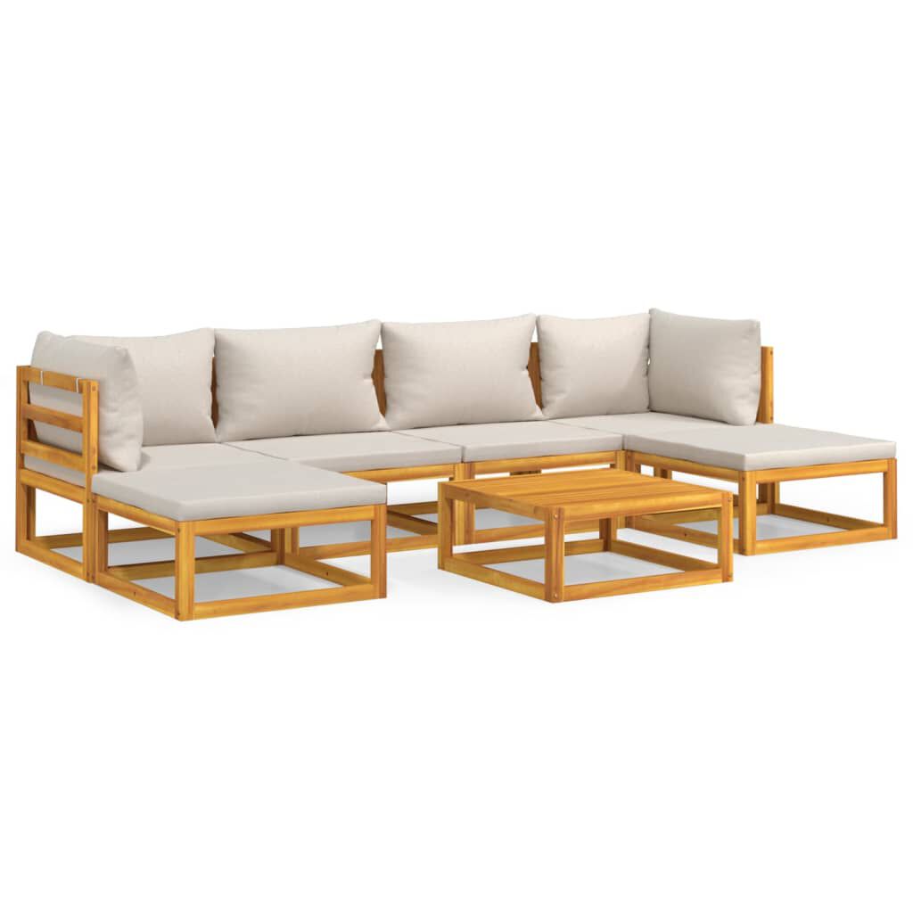 Salon de jardin 12 pcs en bois d’acacia – Élégance et confort Gris clair