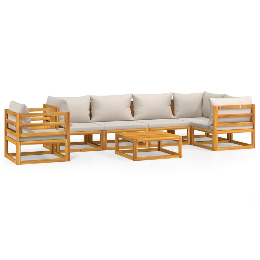 Salon de jardin 12 pcs en bois d’acacia – Élégance et confort Gris clair