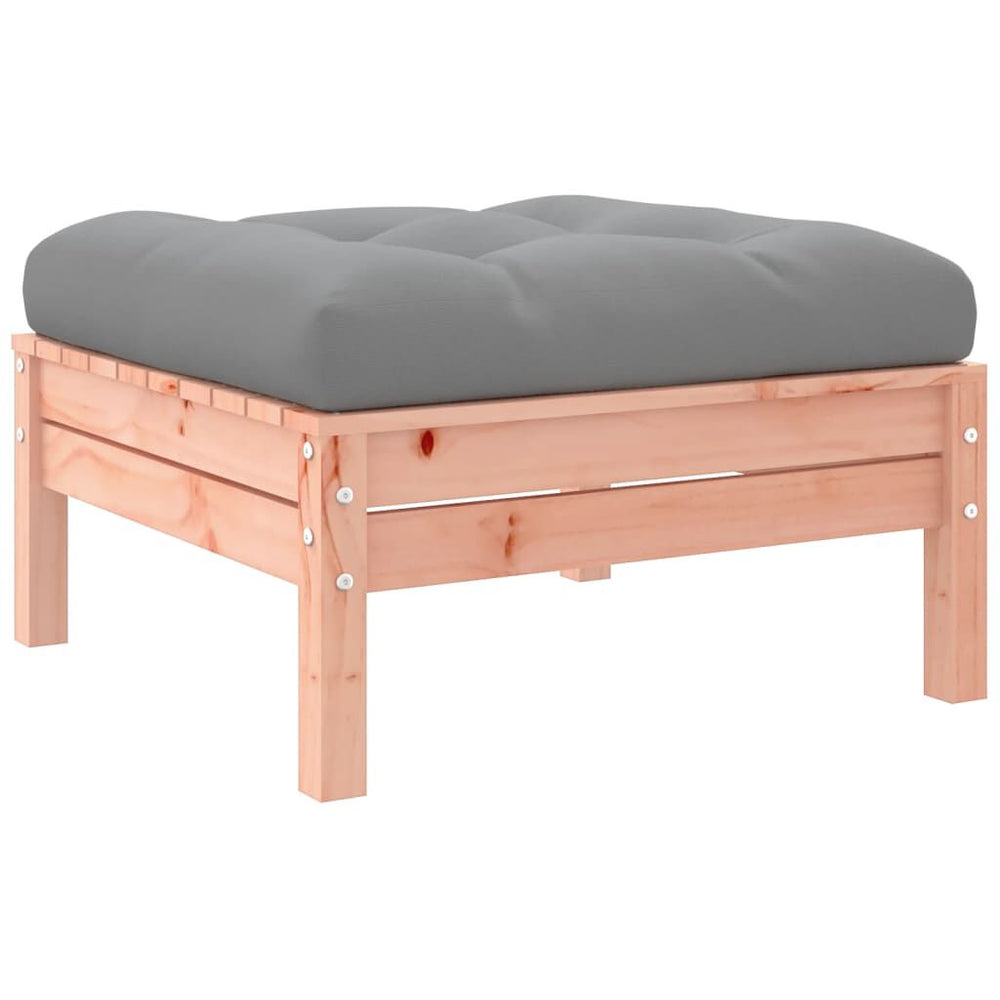 Salon jardin 6 pièces bois pin + coussins Gouglas Naturel Gris
