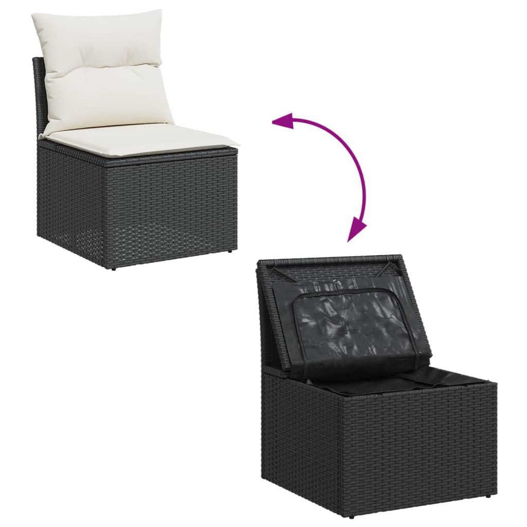 Salon de jardin 11 pcs en résine tressée – Confort et style - Noir Crème