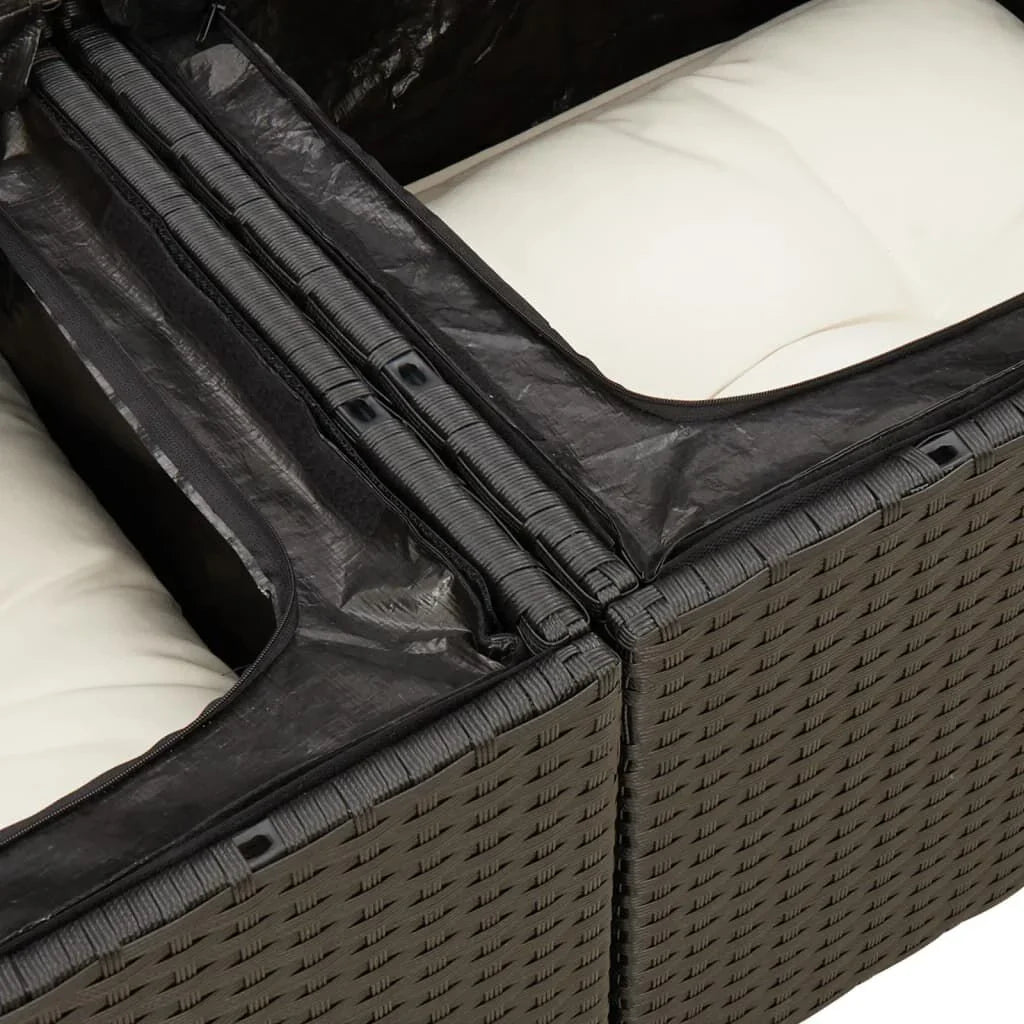 Salon de jardin 11 pcs en résine tressée – Confort et style - Noir Crème
