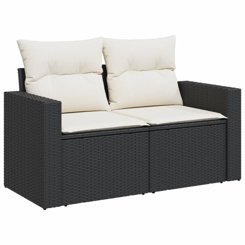 Salon de jardin 11 pcs en résine tressée – Confort et style - Noir Crème