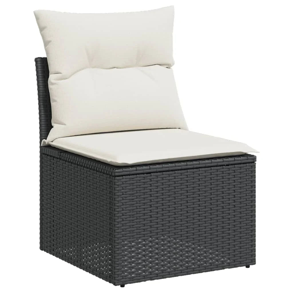 Salon de jardin 11 pcs en résine tressée – Confort et style - Noir Crème