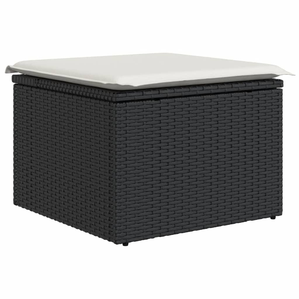 Salon de jardin 11 pcs en résine tressée – Confort et style - Noir Crème