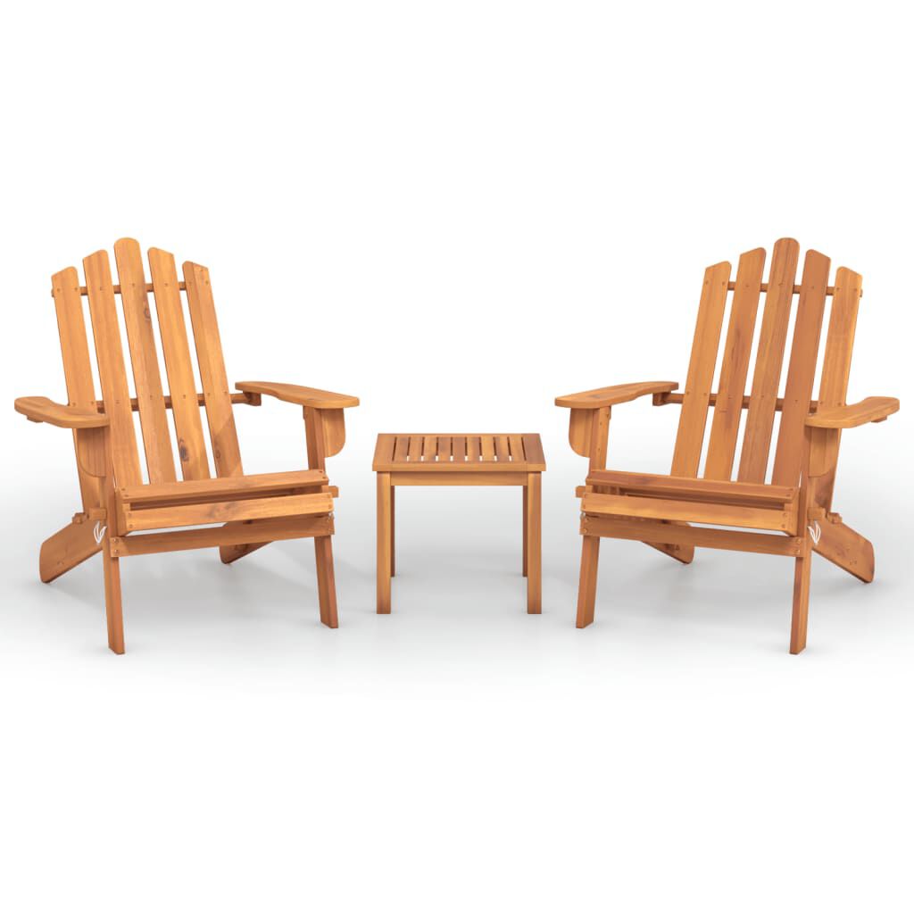 Salon de jardin Adirondack 3 pcs en bois d’acacia massif Marron
