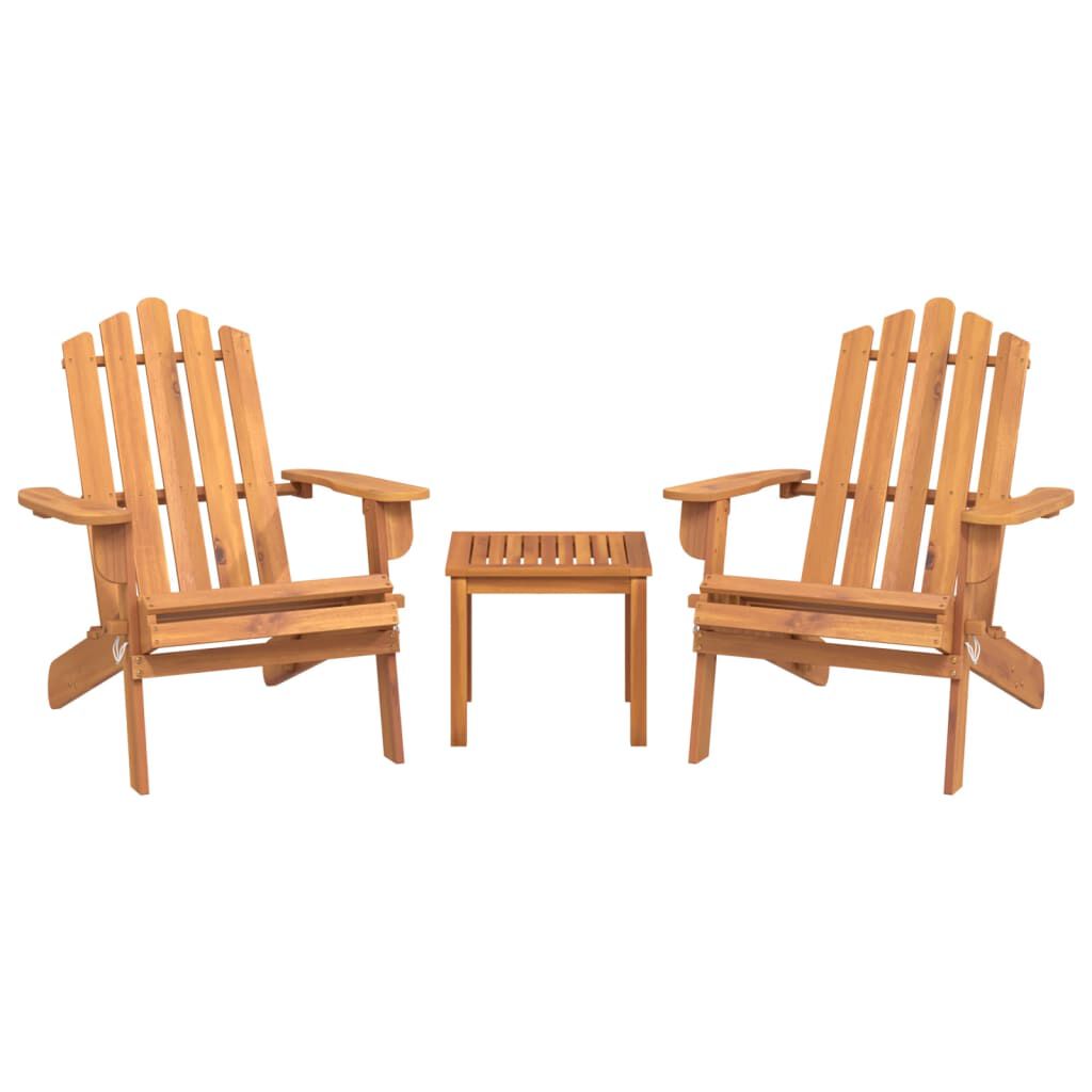 Salon de jardin Adirondack 3 pcs en bois d’acacia massif Marron