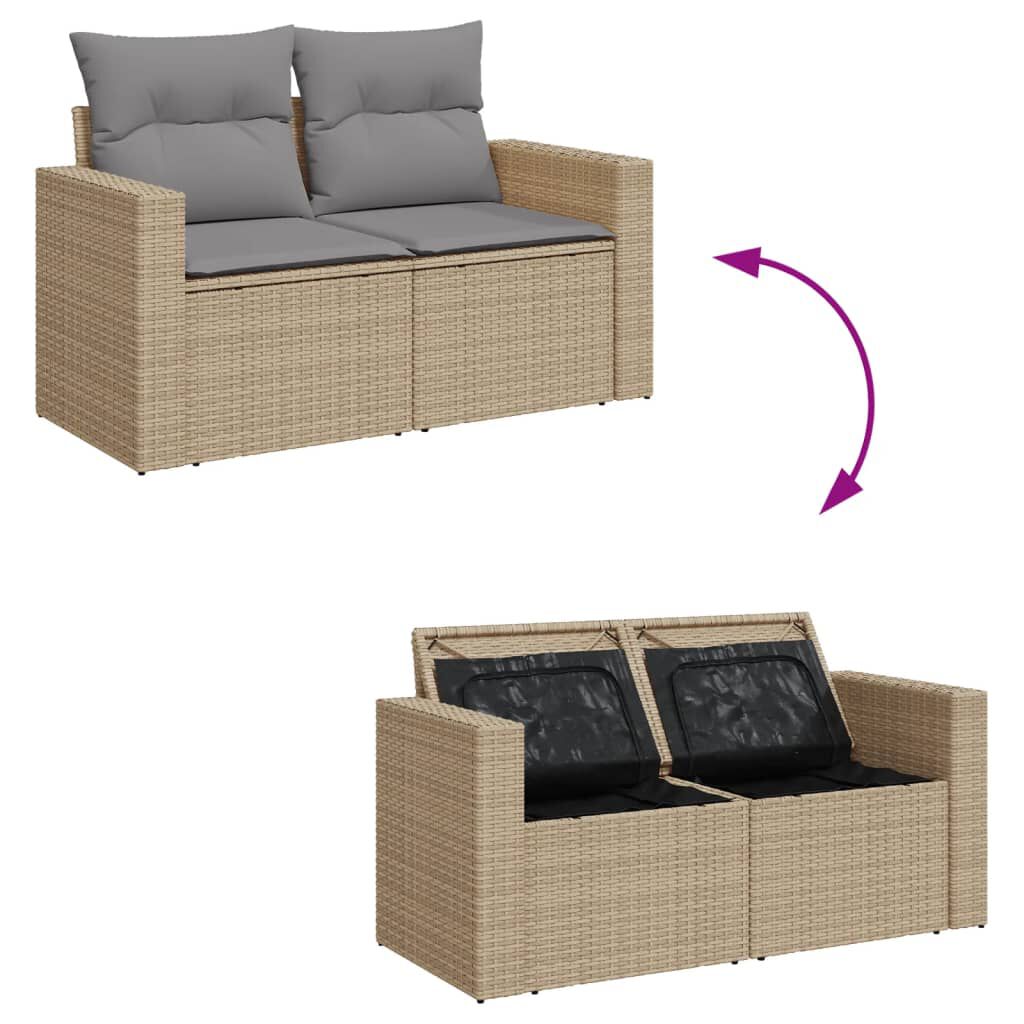 Salon de jardin 11 pcs en résine tressée – Confort et style - Beige et Gris