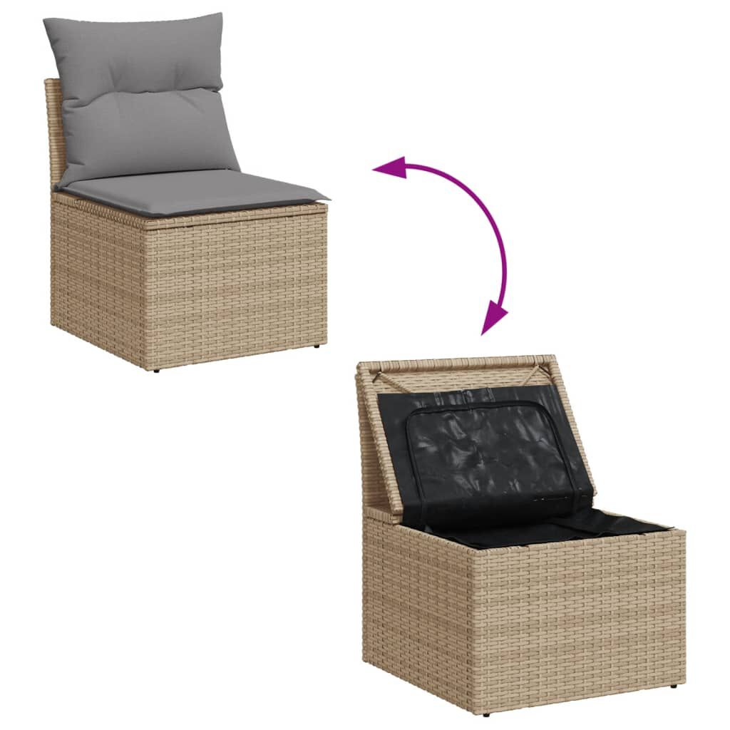 Salon de jardin 11 pcs en résine tressée – Confort et style - Beige et Gris