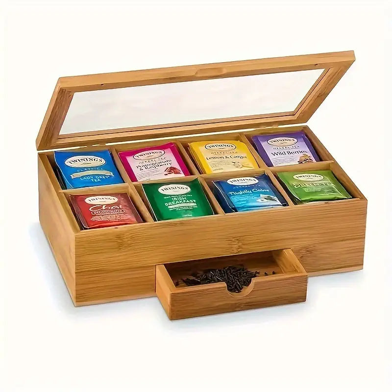 Bamboo Tea Box with Clear Lid